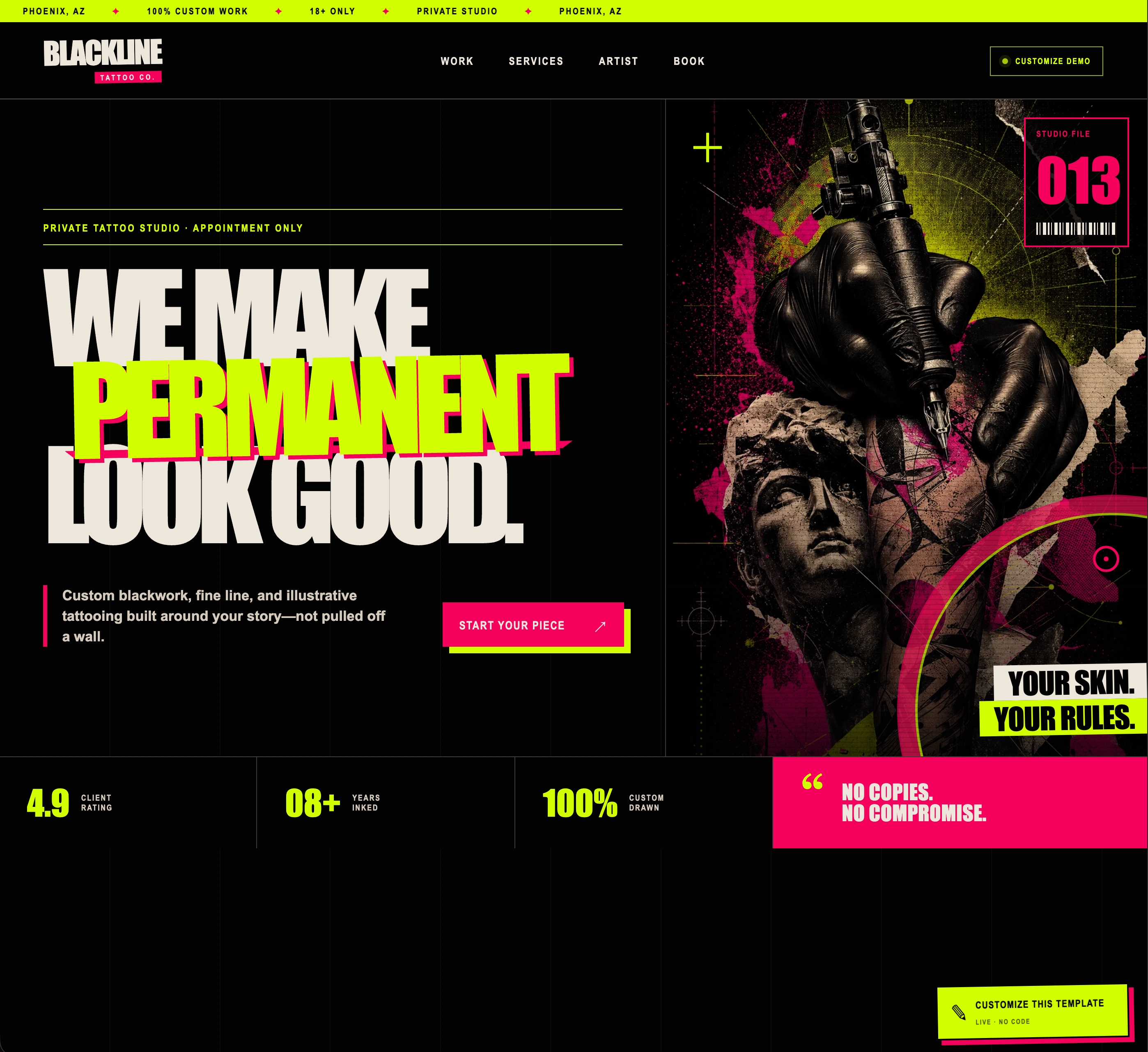 Blackline Tattoo Co. website screenshot