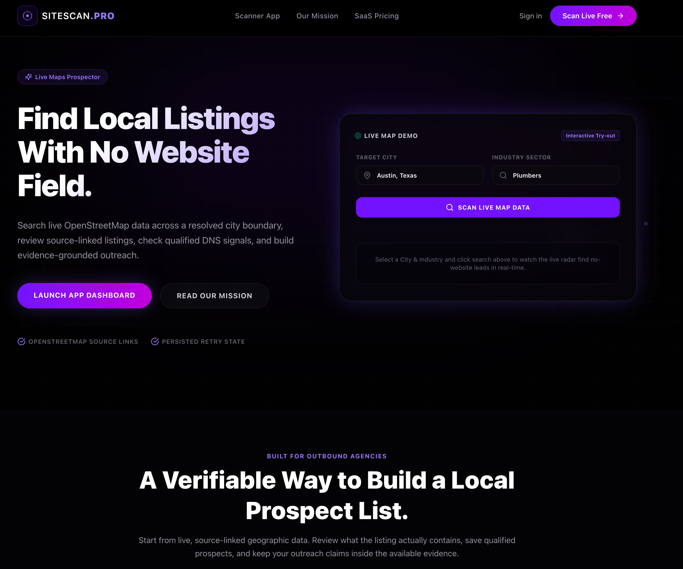 SiteScan Pro website screenshot